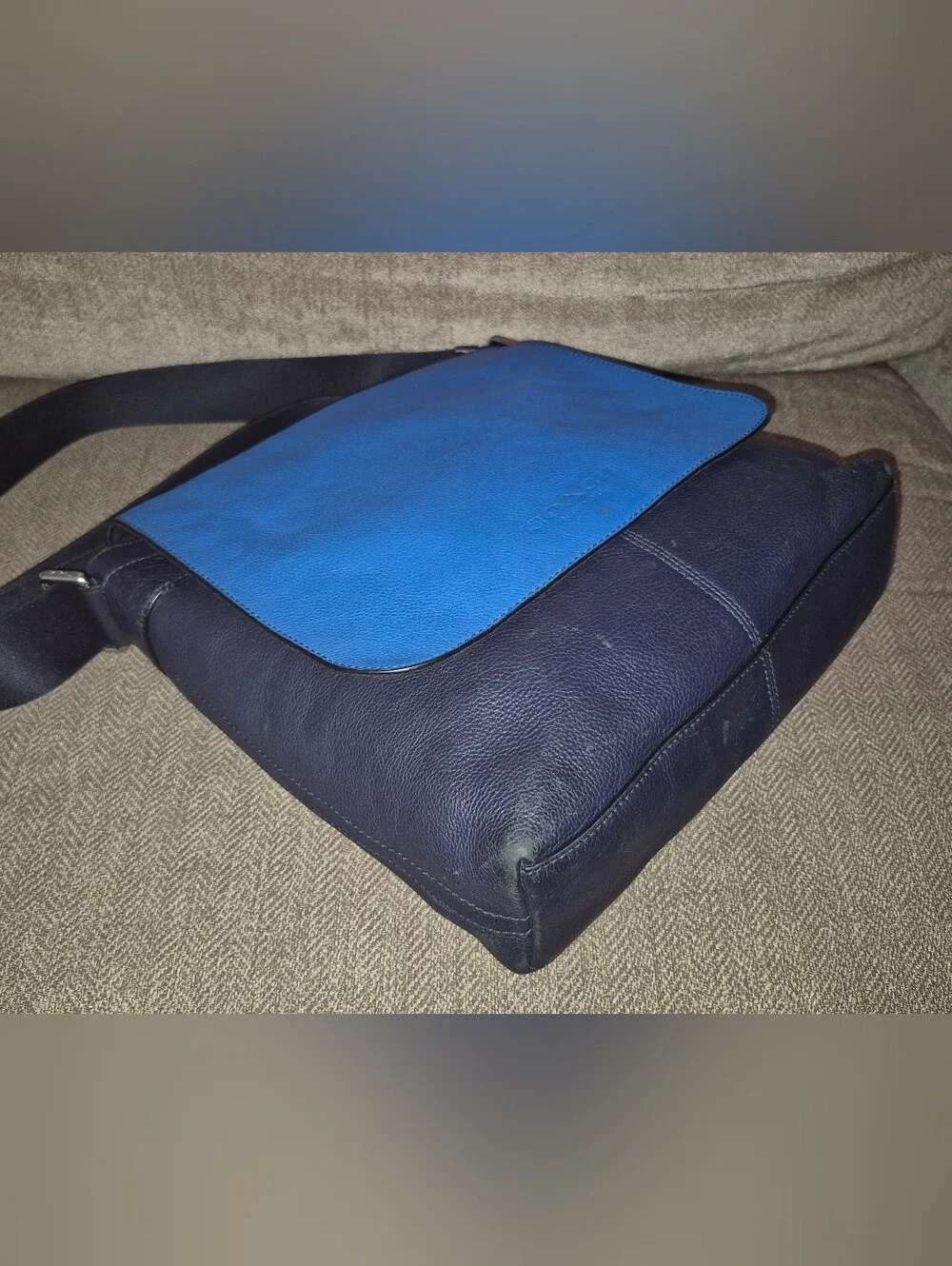 🔥Clean! Coach Sullivan Midnight Blue Sport Leather Crossbody Messenger Bag